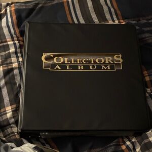 Binder of football cards